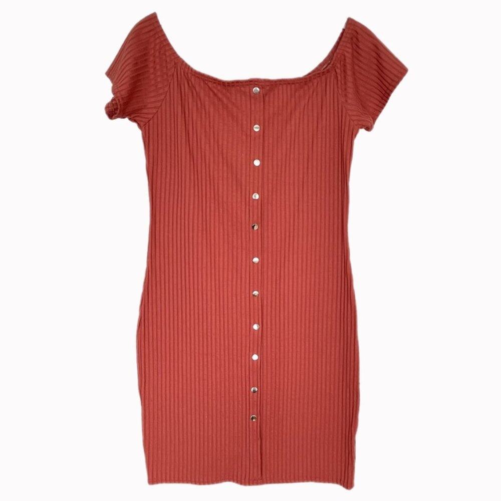vintage y2k Say What Short Sleeve Ribbed Midi Dress Sz XL